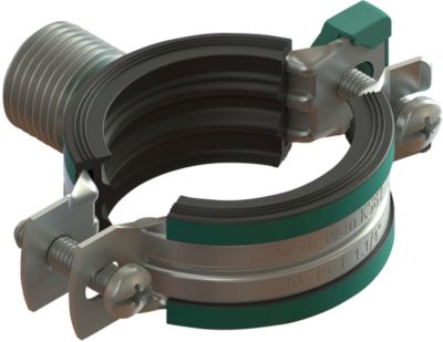 Walraven Ksb2 Dreifach-Rohrschelle 2-Schrauben Verzinkt Mit Schnellverschluss, Gewindemuffe M8/10/½", Geräuschdämmung Aus Schwarzem Und Grünem Epdm-G