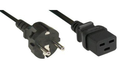 Inline Netzkabel 16A, Schutzkontakt Gerade / Kaltgerätestecker Iec320/C19, 3M, 3 M, C19-Koppler