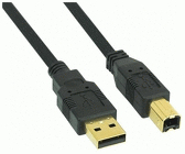 Inline Usb 2.0 Kabel, A Auf B, Schwarz, Kontakte Gold, 0,3M