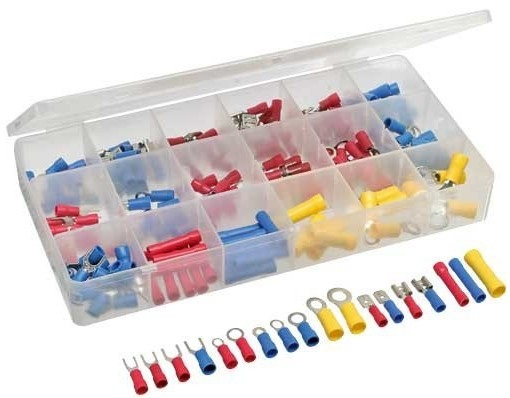 Inline Kabelschuhe Set, 200-Teilig, Blau, Rot, Gelb