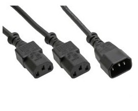 Inline Netz-Y-Kabel, Kaltgeräte, 1X Iec-C14 Auf 2X Iec-C13, 3M, 3 M, C14-Koppler, 2 X C13-Koppler