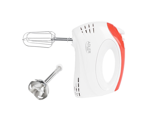 Adler AD 4212, Handmixer, Röd, Vit, Vispning, Blanda, 300 W, Plast, Rostfritt stål | Köksapparater - Köksmaskiner - Hand mixer | GameStuff