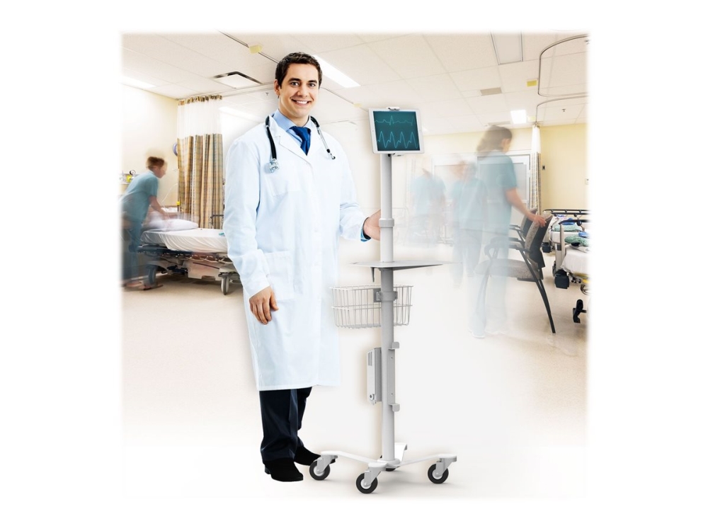 Compulocks Universal Tablet Cling Medical Rolling Kiosk - Vogn Med Hjul - For Tablet - Metal - Hvid - Skærmstørrelse: 7"-13" - Monteringsgrænseflade: