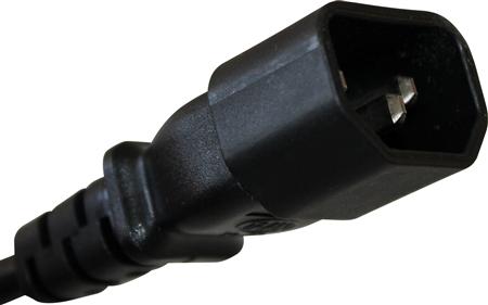 Förlängningskabel 240 VAC med apparatkontakt C13 - C14, längd 0,5 meter, svart