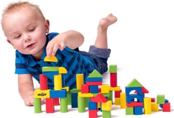 Woody Wooden Blocks 50 Pcs. Bucket Sorter
