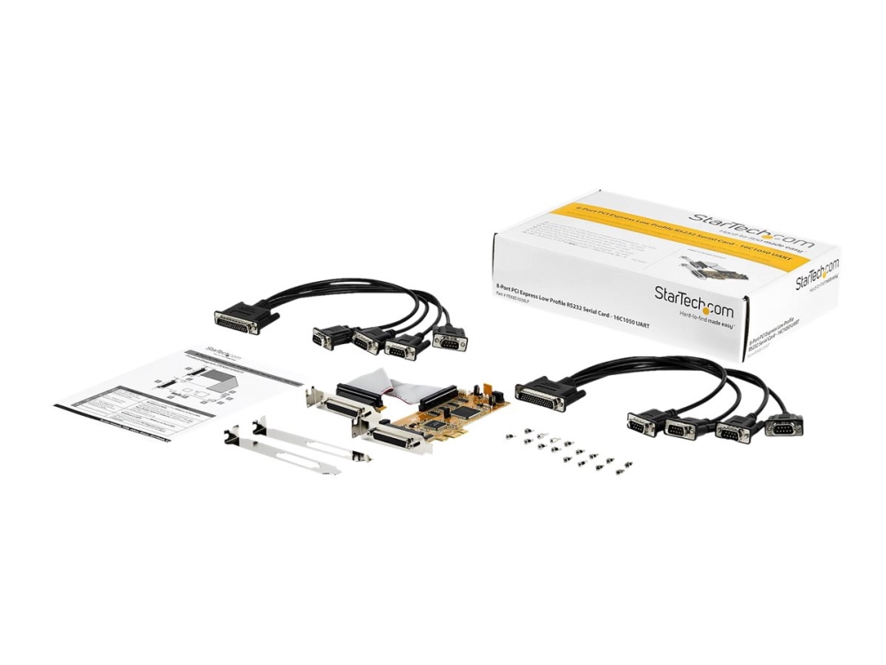 Startech 8-Port PCI Express RS232 Serial Adapter Card, PCIe RS232 Serial Card, 16C1050 UART, Low Profile Serial DB9 Controller/Expansion Card, 15kV E