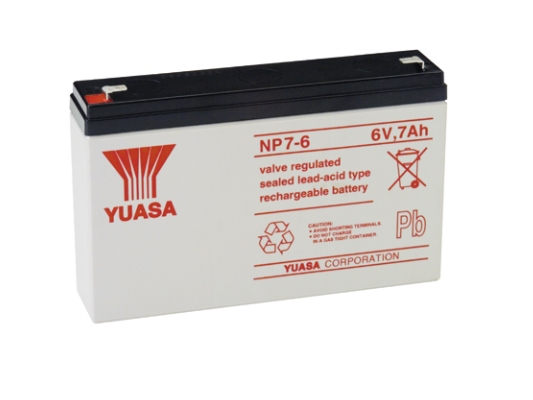 Yuasa Np7-6, Blybatterier (Vrla), 6 V, Hvid, 7000 Mah, 1,26 Kg