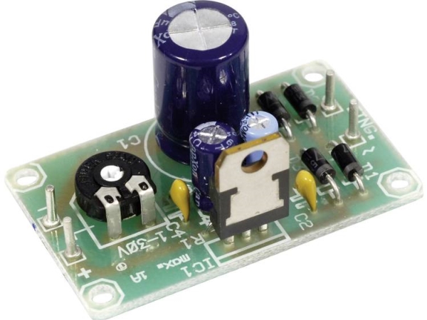 Spannungsregler-Platine Für Lm 317-T Ausgangsspannung 1.2 - 32 V/Dc Bausatz (Ohne Spannungsregler)