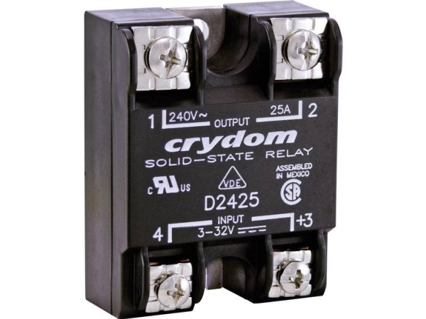 Crydom Halvlederrelæ D2425-10 25 A Koblingsspænding (Max.): 280 V/Ac Strakskoblende 1 Stk