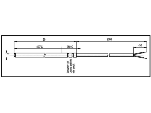 Enda Temperaturfühler Fühlertyp Pt100 Messbereich Temperatur-50 Bis 400 °C Kabellänge 2 M Fühlerdurchmesser 6 Mm