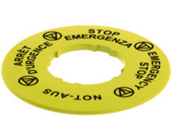Pizzato Elettrica Vetf32a5120 Beschriftungsschild Rund (Ø) 60 Mm Stop Emergenza, Arret D’Urgence, Nød Stop, Emergency Stop Gelb 10 Stk