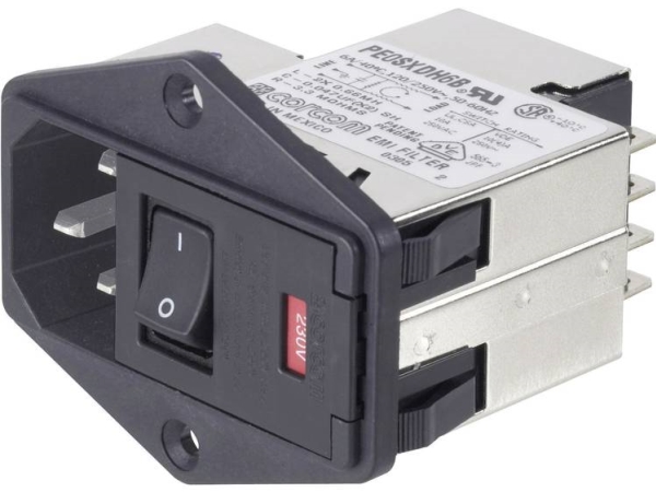 Te Connectivity Pe0sxdsxa=C2228 Strømfilter Med Afbryder, Med 2 Sikringer, Med Iec-Tilslutning 250 V/Ac 10 A 1 Stk