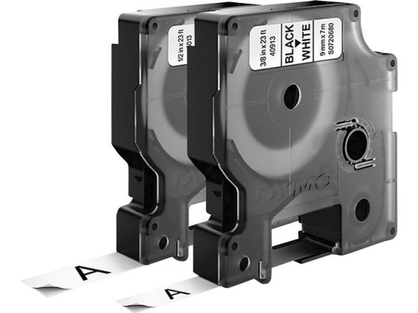 Dymo Schriftband 2Er Set 40913 45013 Bandfarbe: Weiß Schriftfarbe:Schwarz 9 Mm, 12 Mm 7 M (S0720680, S0720530)