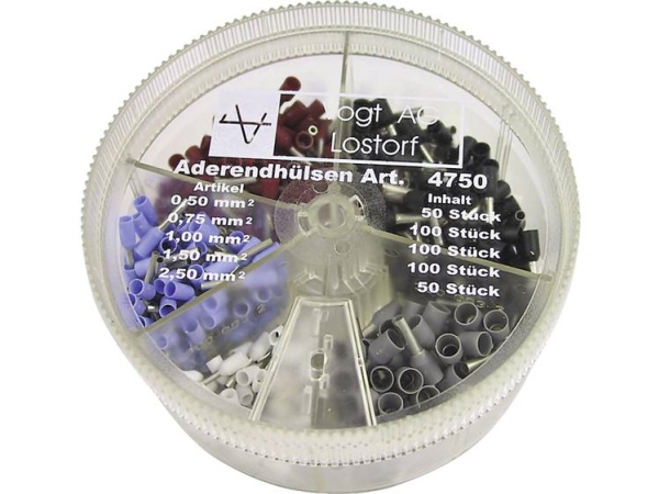 Vogt Verbindungstechnik 4750 Kabelschuh-Sortiment Teilisoliert Weiß/Hellblau/Rot/Schwarz/Grau, 0.5/0.75/1/1.5/2.5 Mm², 400 Stk