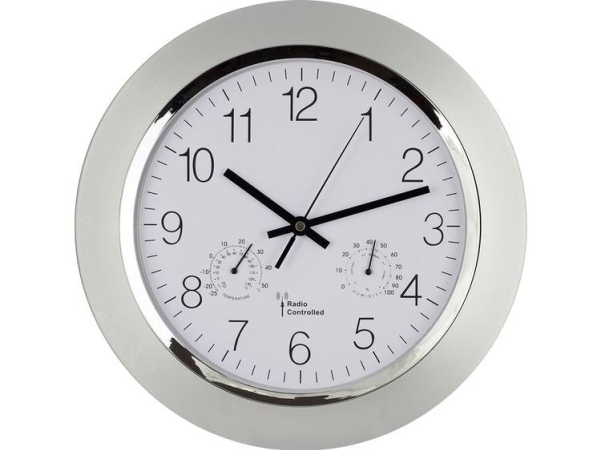 Eurotime 56004 Funkwanduhr 34 Cm X 5 Cm Silber