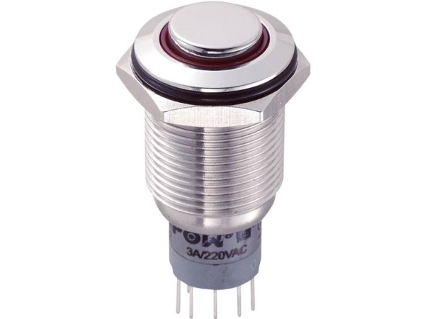 Tru Components Las2gqh-22E/R/12V/S/P Festverdrahteter Taster 250 V/Ac 3 A 2 X Ein/(Ein) Berührung Rot Ip65 1 Stück