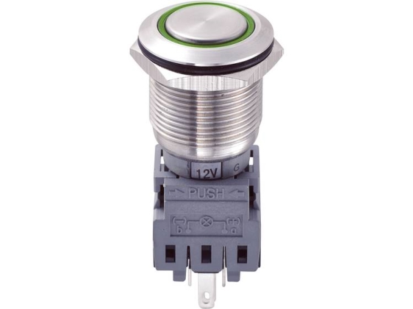Tru Components Las1-Bgq-11E/G/12V Festverdrahteter Taster 250 V/Ac 5 A 1 X Aus/(Ein) Berührung Grün Ip67 1 Stück