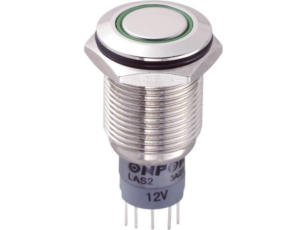 Tru Components Las2gqf-11E/G/12V/N/P Festverdrahteter Taster 250 V/Ac 3 A 1 X Ein/(Ein) Berührung Grün Ip67 1 Stück