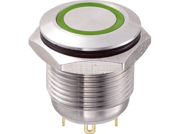 Tru Components Gq16f-10E/J/G/12V Festverdrahteter Taster 48 V/Dc 2 A 1 X Aus/(Ein) Berührung Grün Ip65 1 Stück