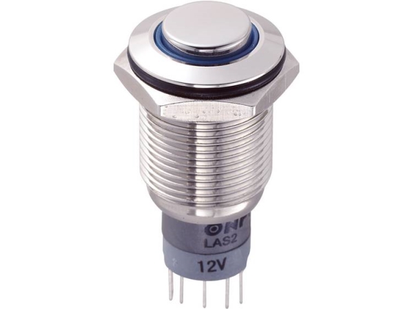 Tru Components Las2gqh-11E/B/12V/N/P Festverdrahteter Taster 250 V/Ac 3 A 1 X Ein/(Ein) Berührung Blau 1 Stück