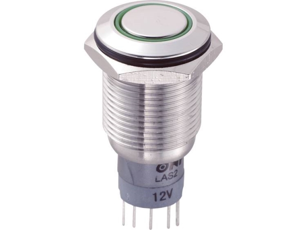 Tru Components Las2gqf-11E/G/12V/S/P Festverdrahteter Taster 250 V/Ac 3 A 1 X Ein/(Ein) Berührung Grün 1 Stück