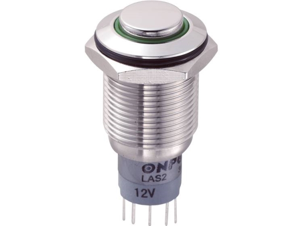 Tru Components Las2gqh-11E/G/12V/S/P Festverdrahteter Taster 250 V/Ac 3 A 1 X Ein/(Ein) Berührung Grün 1 Stück