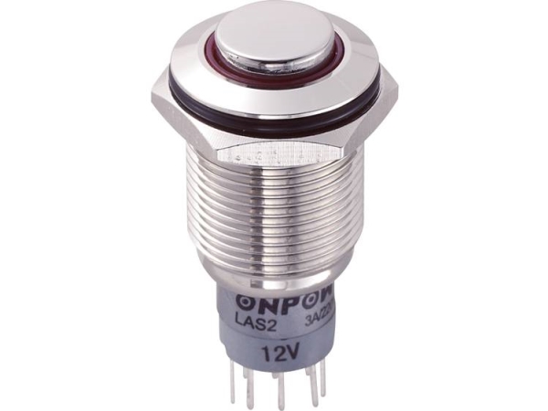 Tru Components Las2gqh-22E/R/12V/N/P Festverdrahteter Taster 250 V/Ac 3 A 2 X Ein/(Ein) Berührung Rot 1 St