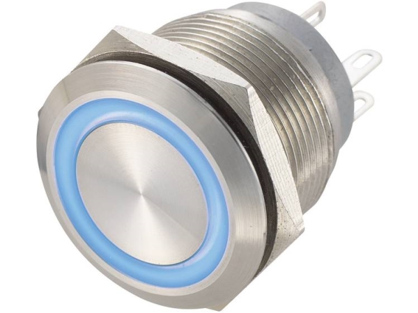 Tru Components Gq22-11We/B-W/12V Festverdrahteter Taster 250 V/Ac 0,5 A 1 X Aus/(Ein) Berührung Blau Ip67 1 Stück