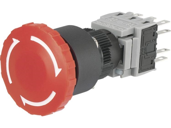 Tru Components Las1-By-33Tsa Nødstopknap 250 V/Ac 3 A 3 X Brydekontakt, 3 X Afbryder Ip40 1 Stk