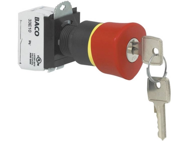 Baco L22gr01b Nødstopknap Frontring Kunststoff, Sort, Med Statusindikator 600 V 10 A Ip69k 1 Stk