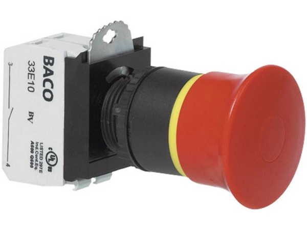 Baco L22dr01b Not-Aus-Taste Front-Ring Kunststoff Schwarz Mit Statusanzeige 600 V 10 A Ip69k