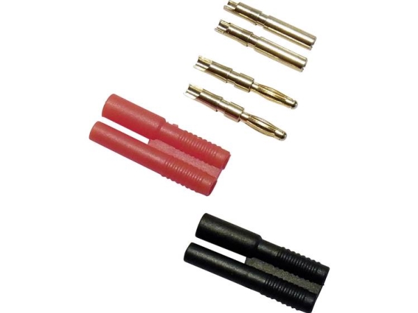 Schnepp Laboratoriestik Sortiment Stik, Lige, Tilslutning, Lige Stift-Durchmesser: 2 Mm Rød, Sort 4 Teile