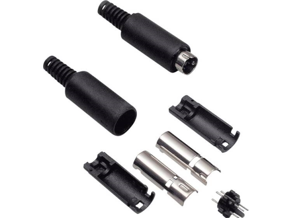 Bkl Electronic 0204002 Miniature-Din-Rundstik Stik, Lige Poltal: 4 Sort 1 Stk