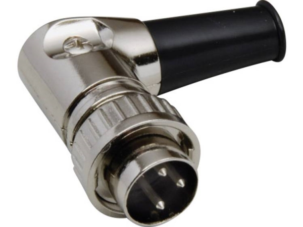 Bkl Electronic 0202022 Din-Rundstik Stik, Vinklet Poltal: 3 Sølv 1 Stk