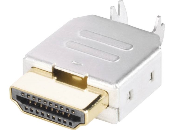 Bkl Electronic 0905004 Hdmi-Stik Stik, Indbygning Vandret Poltal: 19 Sølv 1 Stk