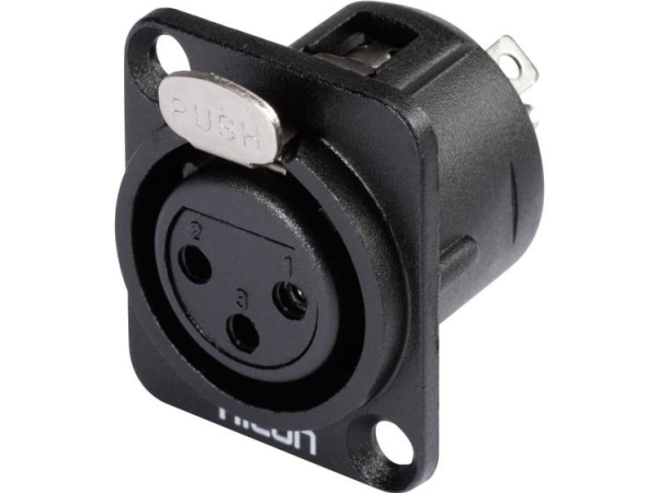 Hicon Hi-X3df-M Xlr-Stecker Flanschanschluss, Gerade Pole: 3 Schwarz (1 Stk)