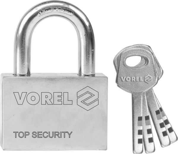 Vorel Cast Iron Coated 60Mm Padlock With 4 Keys 77006