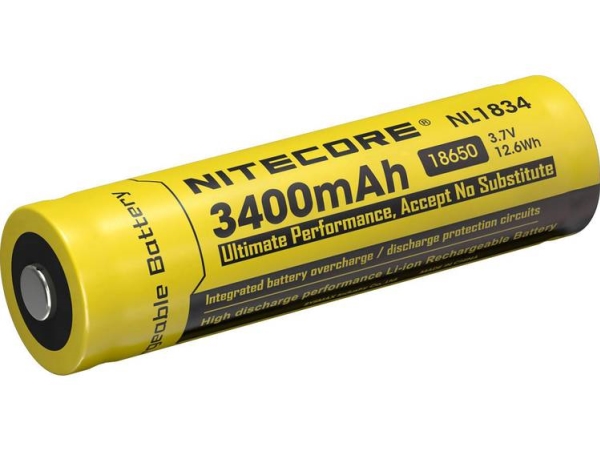 Nitecore Nl1834, Genopladeligt Batteri, Lithium-Ion (Li-Ion), 3,7 V, 1 Stk, 3400 Mah, 12,6 Wh