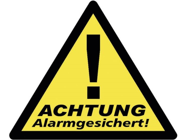 Pentatech 40201 Advarselsmærkat Advarsel Alarmsikret Sprog Tysk Sæt Med 3 Stk. (B X H) 85 Mm X 70 Mm