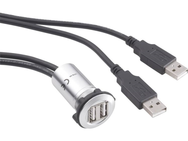 Usb-Dobbeltindbygningsstik 2.0 Usb-06 2 X Usb-Stik Type A På 2 X Usb-Stik Type A Med 60 Cm Kabel 1229315 Tru Components Indhold: 1 Stk