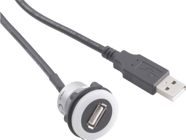 Usb-Indbygningsstik 2.0 Tilslutning, Indbygning Usb-05-Bk Usb-Stik Type A, Belyst På Usb-Stik Type A Med 60 Cm Kabel 1229321 Tru Components Indhold: