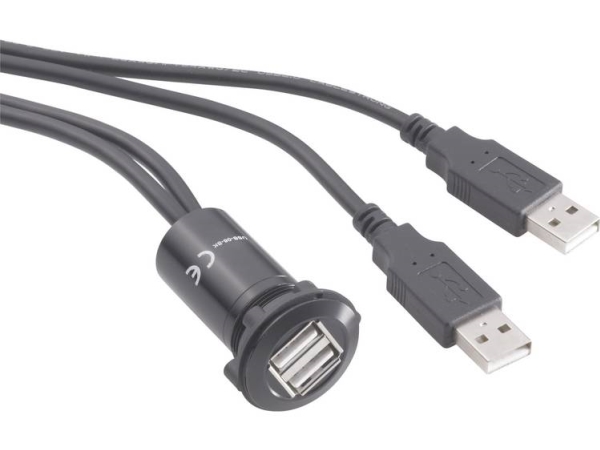 Tru Components Usb-06-Bk Usb-Dobbeltindbygningsbøsning 2.0 Tilslutning, Indbygning, Adapter 2 X Usb-Tilslutning Type A Til 2 X Usb-Stik Type A Med 60