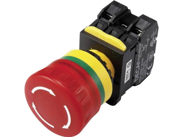Deca A20l-V4e02q5r Nødstopknap Med Kontaktelement 240 V/Ac 6 A 2 X Brydekontakt Ip65 1 Stk
