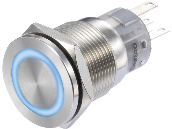 Tru Components Las1-Agqs-11E/B/12V Trykknap 250 V/Ac 3 A 1 X Aus/(Ein) Tastende Blå Ip65 1 Stk