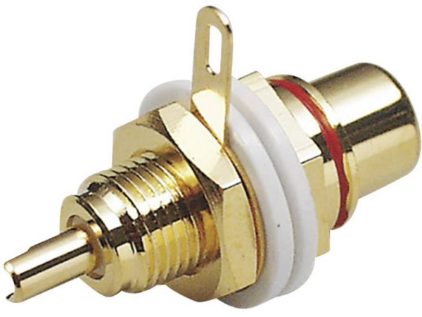 Bkl Electronic 0101142 Cinch-Stik Tilslutning, Indbygning Lodret Poltal: 2 Rød 1 Stk