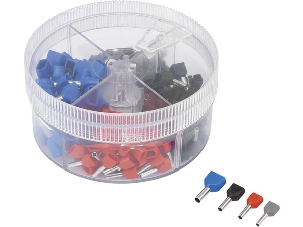 Tru Components Doppelmuffen-Sortiment 0,75/1/1,5/2,5 Mm² Teilisoliert Grau/Rot/Schwarz/Blau 200 Stk