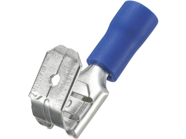 Tru Components 745034 Fladstik-Kabelsko Med Forgrening Stikbredde: 6,4 Mm Stiktykkelse: 0,8 Mm 180 ° Delvist Isoleret Blå 50 Stk