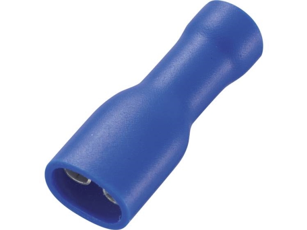 Tru Components 737792 Fladstik-Kabelsko Stikbredde: 4,8 Mm Stiktykkelse: 0,5 Mm 180 ° Helisoleret Blå 50 Stk