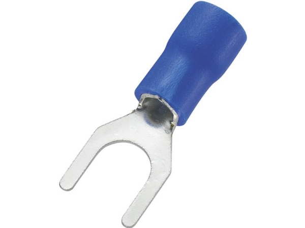 Tru Components 745325 Gaffelkabelsko 1,50 Mm² 2,50 Mm² Hul-Dia.=5,3 Mm Delvist Isoleret Blå 100 Stk