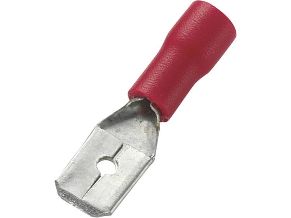 Tru Components 745410 Fladstik Stikbredde: 6,4 Mm Stiktykkelse: 0,8 Mm 180 ° Delvist Isoleret Rød 100 Stk